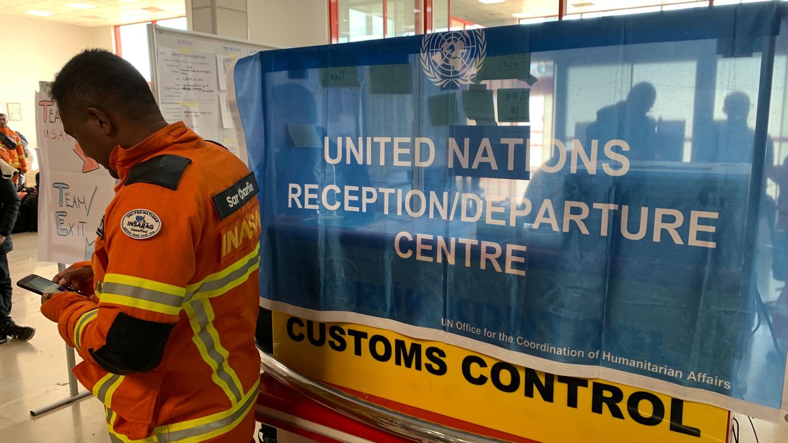 Perwakilan USAR Basarnas berada di Reception Departure Centre di Bandara Adana Sarikpasa, pada Minggu (12/2). Registrasi di RDC merupakan mekanisme internasional dukungan negara-negara yang akan melakukan respons di suatu negara. RDC berada di bawah koordinasi UNDAC.